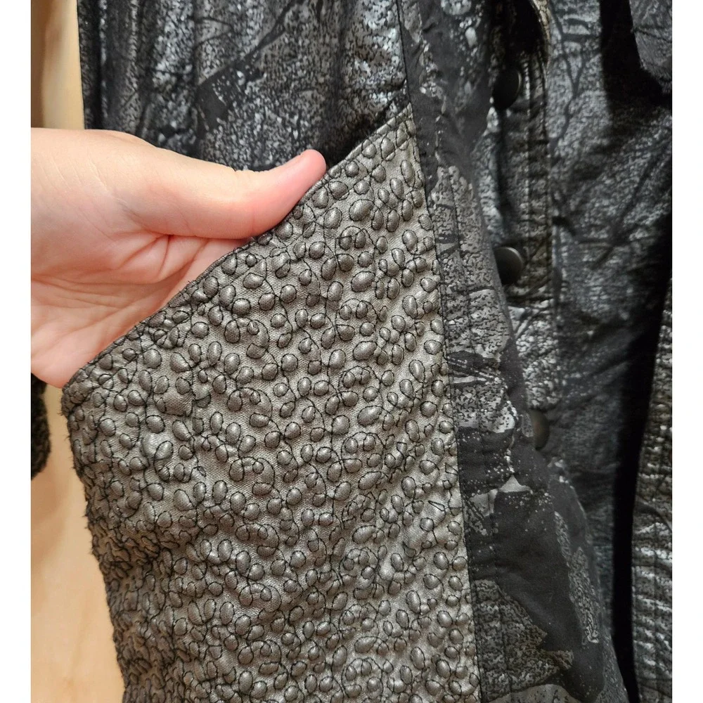 Black/Gray Casedei Collection Vintage 80s-90s Textured‎ Jacket & Skirt Size 10